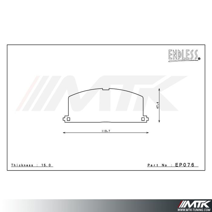 Plaquettes Endless MX72 EP076 pour Toyota MR2