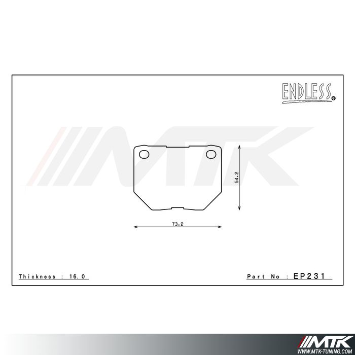 Plaquettes Endless MX72 EP231 pour Subaru Impreza