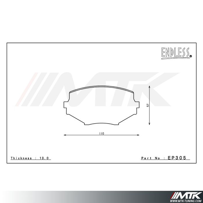 Plaquettes Endless MX72 EP305 pour Mazda MX-5