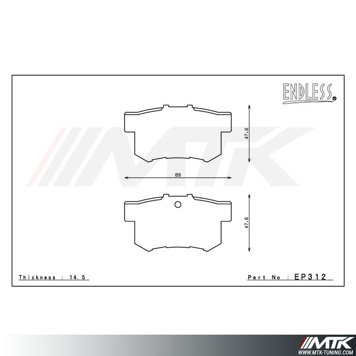 Plaquettes Endless MX72 EP312 pour Suzuki SX4