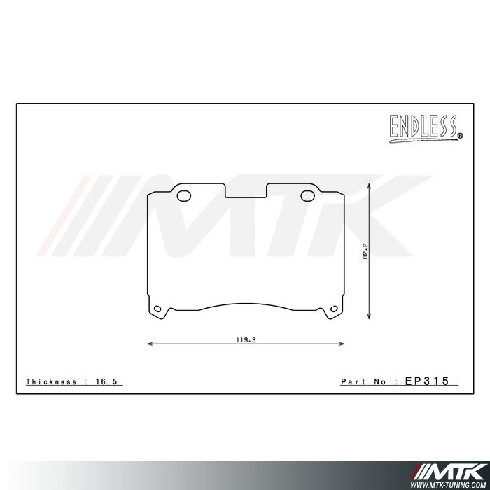 Plaquettes Endless MX72 EP315 pour Toyota Supra