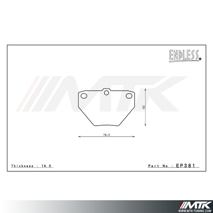 Plaquettes Endless MX72 EP381 pour Toyota Yaris