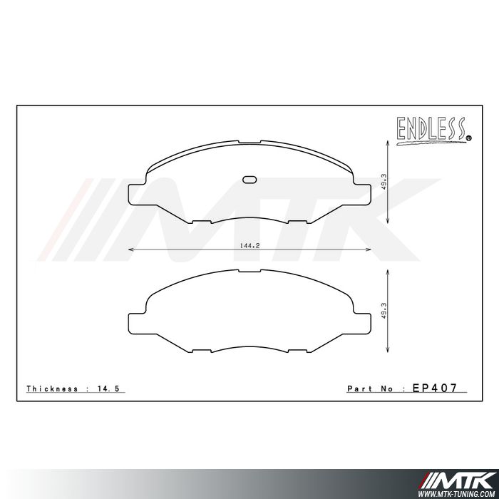 Plaquettes Endless MX72 EP407 pour Nissan Micra