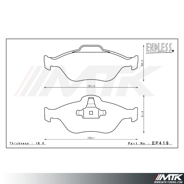 Plaquettes Endless MX72 EP419 pour Mazda Mazda 2
