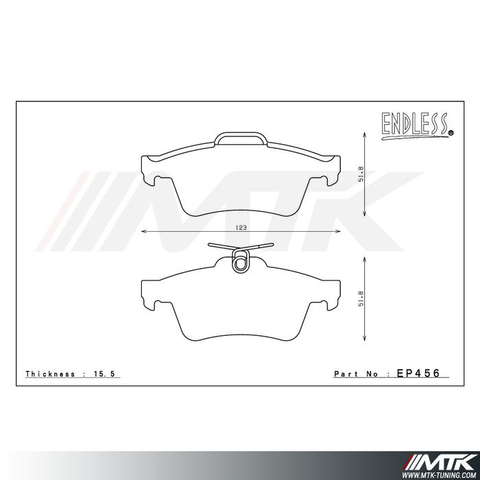 Plaquettes Endless MX72 EP456 pour Mazda 3
