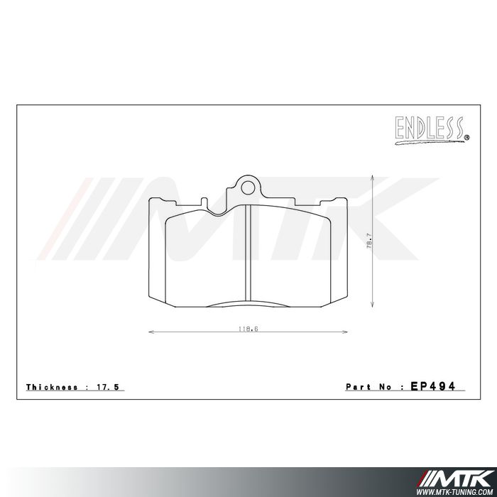 Plaquettes Endless MX72 EP494 pour Lexus RC