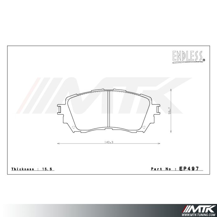 Plaquettes Endless MX72 EP497 pour Mazda Mazda 3