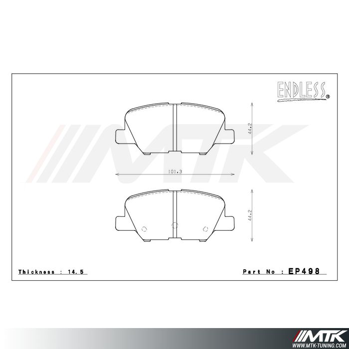 Plaquettes Endless MX72 EP498 pour Mazda Mazda 3
