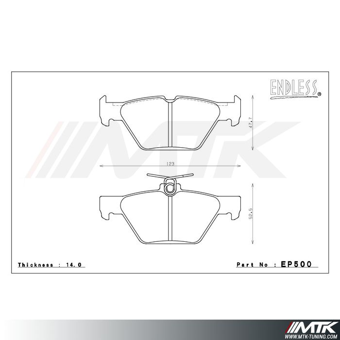 Plaquettes Endless MX72 EP500 pour Subaru Impreza WRX