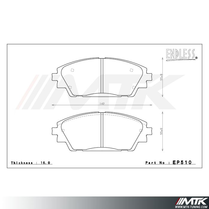 Plaquettes Endless MX72 EP510 pour Mazda Mazda 3