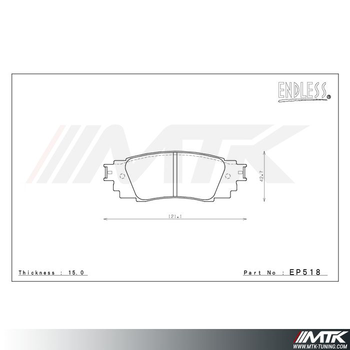 Plaquettes Endless MX72 EP518 pour Toyota RAV4
