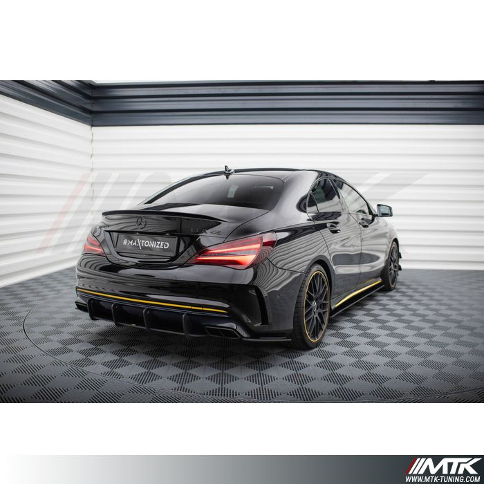 Lame De Pare-chocs Arrière Maxton Design Pour Mercedes CLA A45 AMG C117 Facelift Noir Brillant