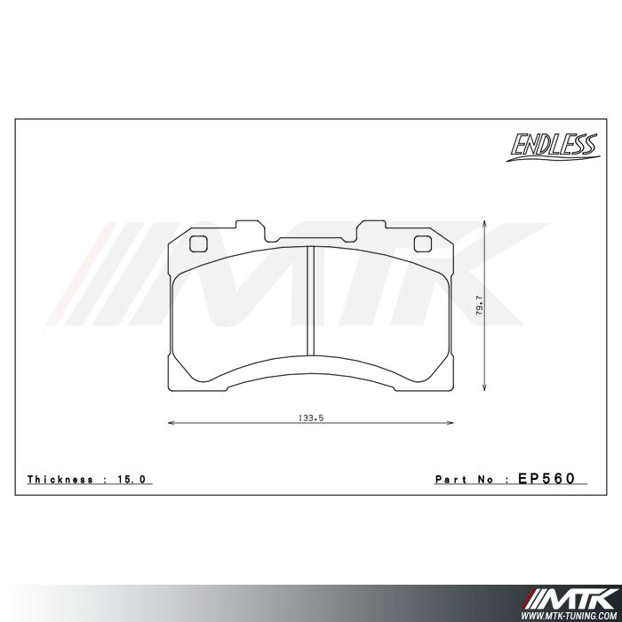 Plaquettes Endless MX72 EP560 pour Toyota Yaris GR