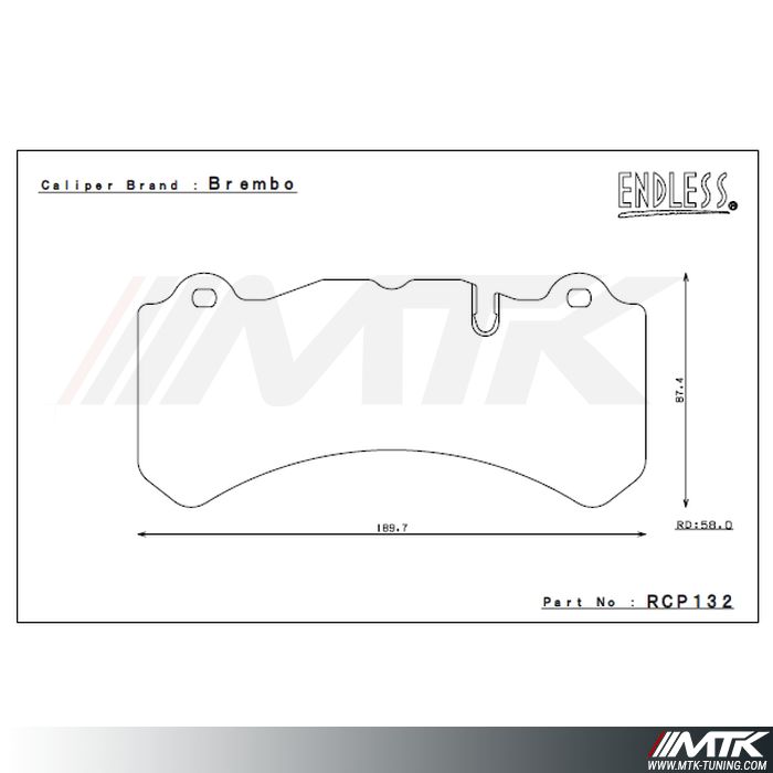 Plaquettes Endless ME20 RCP132 pour etrier Brembo