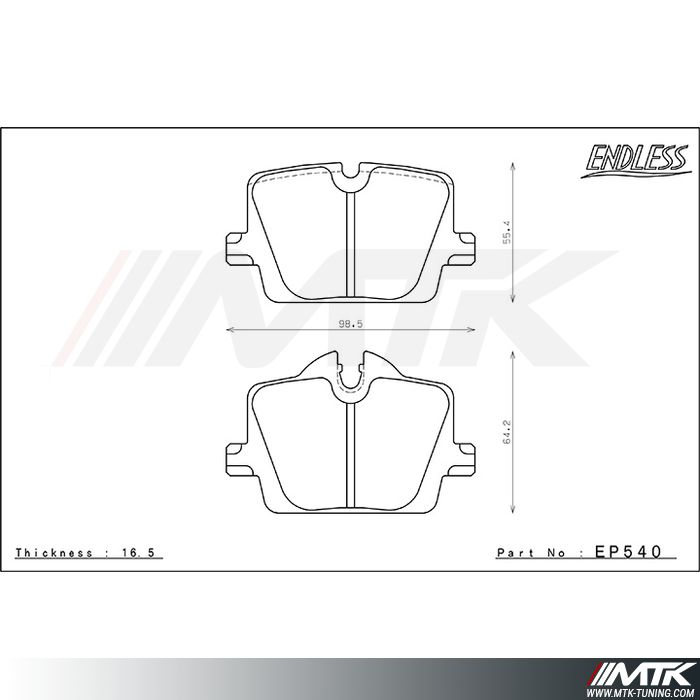 Plaquettes Endless MX72 EP540 pour Toyota Supra