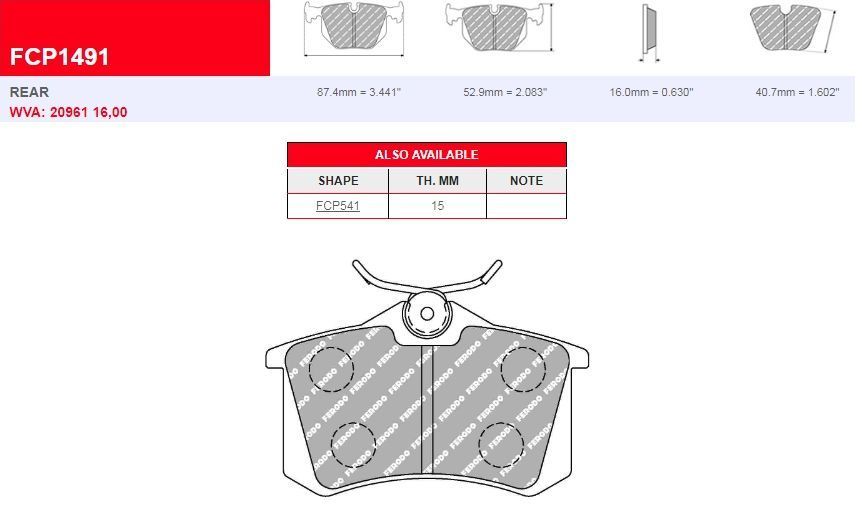 Plaquettes Ferodo Racing DS1.11 FCP1491W