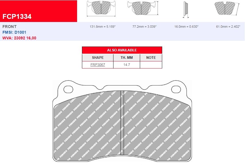 Plaquettes de frein FERODO DS2500 pour RENAULT Twingo II avant