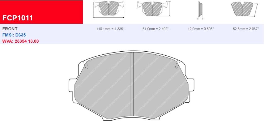 Plaquettes Ferodo DS 2500 FCP1011H - Mazda MX5