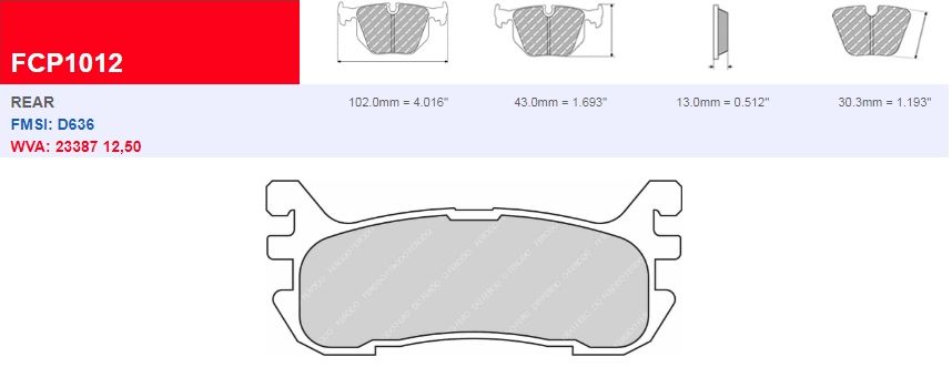 Plaquettes Ferodo DS 2500 FCP1012H - Mazda MX5