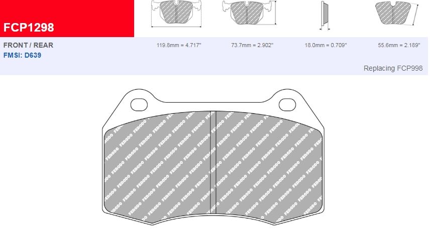 Plaquettes Ferodo DS 3000 FCP1298R