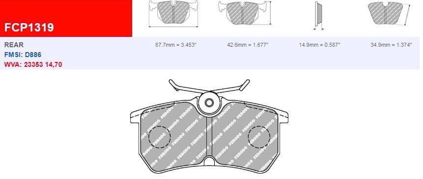 Plaquettes Ferodo DS 2500 FCP1319H - FORD