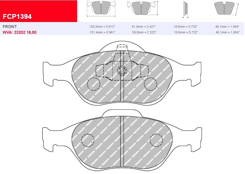 Plaquettes Ferodo DS 3000 FCP1394R - Ford Puma