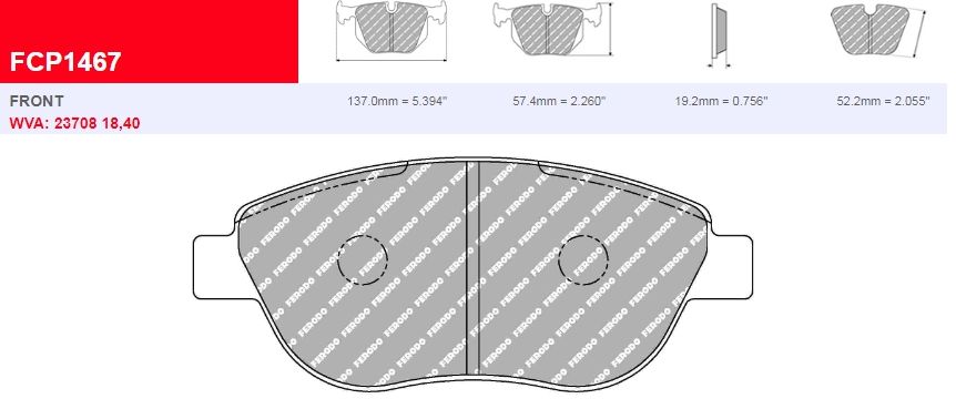 Plaquettes Ferodo DS UNO FCP1467Z - Abarth 500