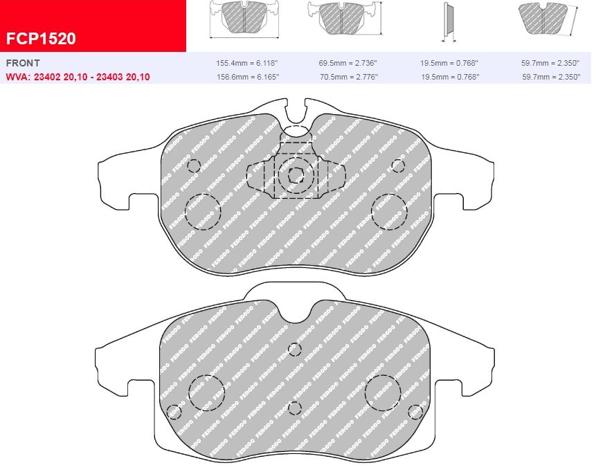 Plaquettes Ferodo DS 2500 FCP1520H - OPEL