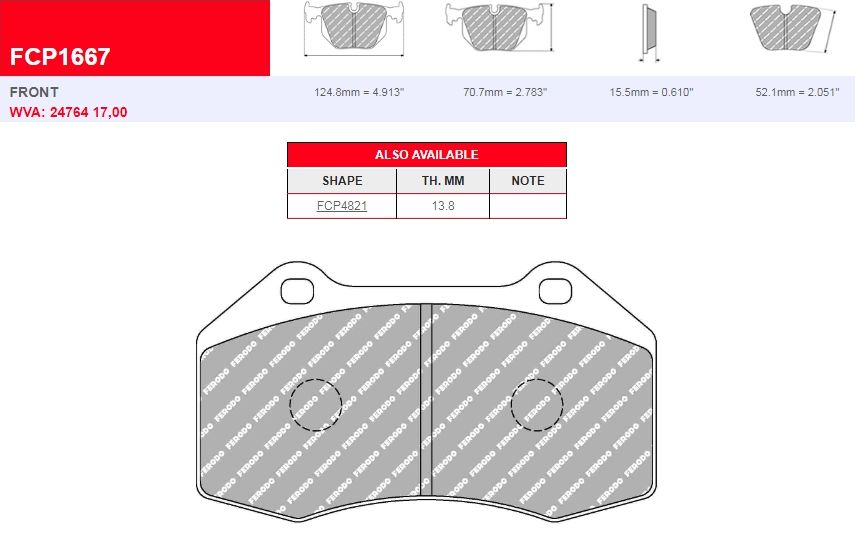 Plaquettes Ferodo DS UNO FCP1667Z