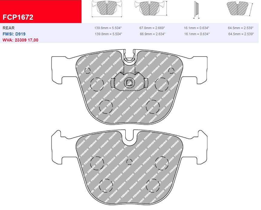 Plaquettes Ferodo DS 2500 FCP1672H - BMW