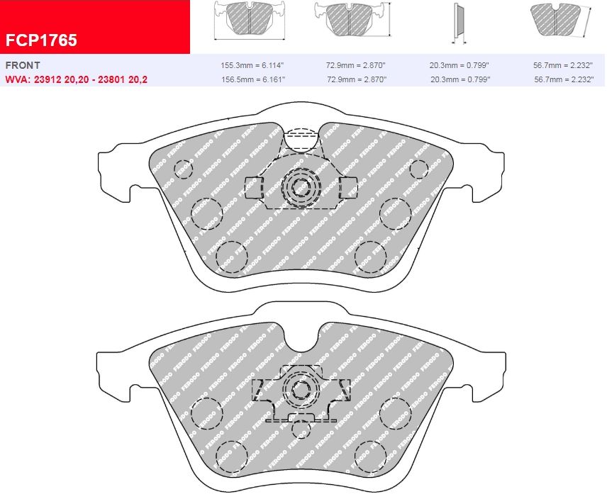 Plaquettes Ferodo DS UNO FCP1765Z