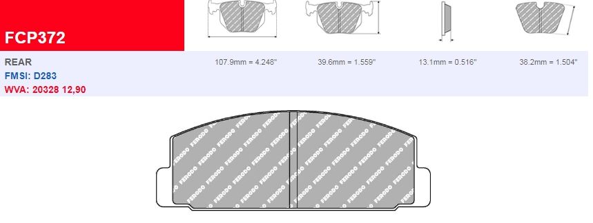 Plaquettes Ferodo DS 2500 FCP372H - MAZDA