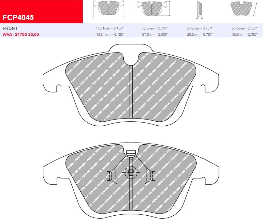 Plaquettes Ferodo DS 2500 FCP4045H - AUDI