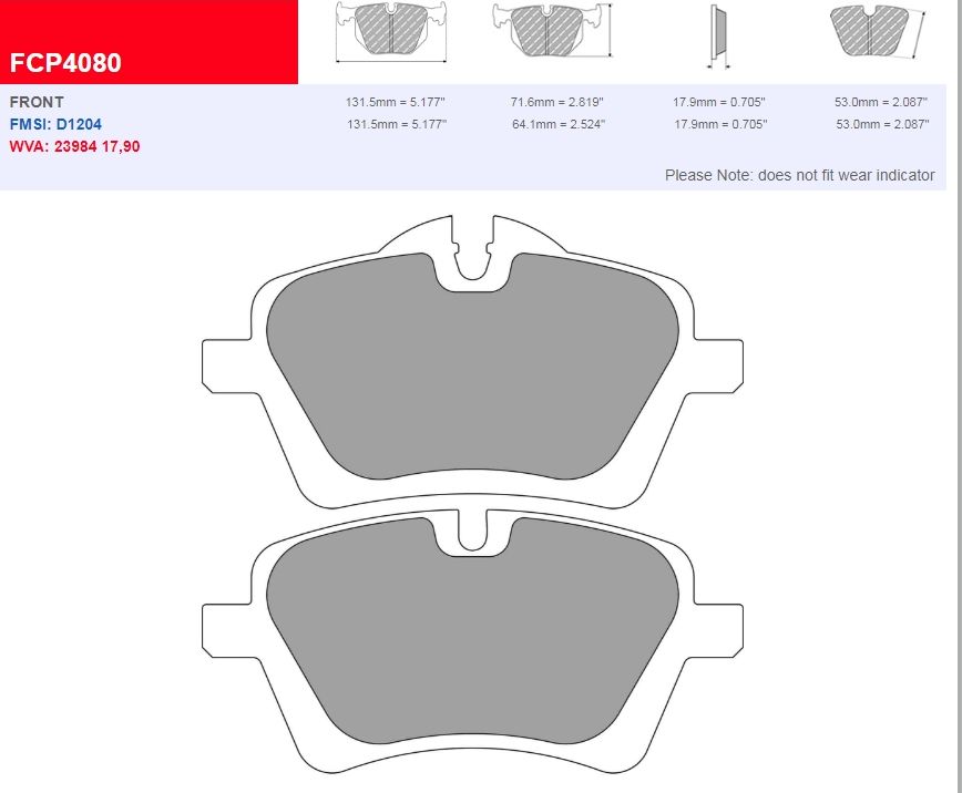 Plaquettes Ferodo Racing DS1.11 FCP4080W