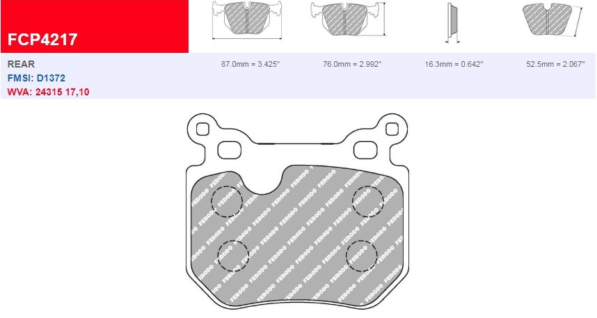 Plaquettes Ferodo DS 2500 FCP4217H - BMW