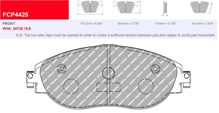 Plaquettes Ferodo DS 2500 FCP4425H - VOLKSWAGEN