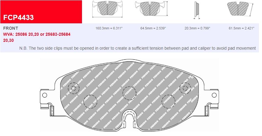 Plaquettes Ferodo DS 2500 FCP4433H - AUDI