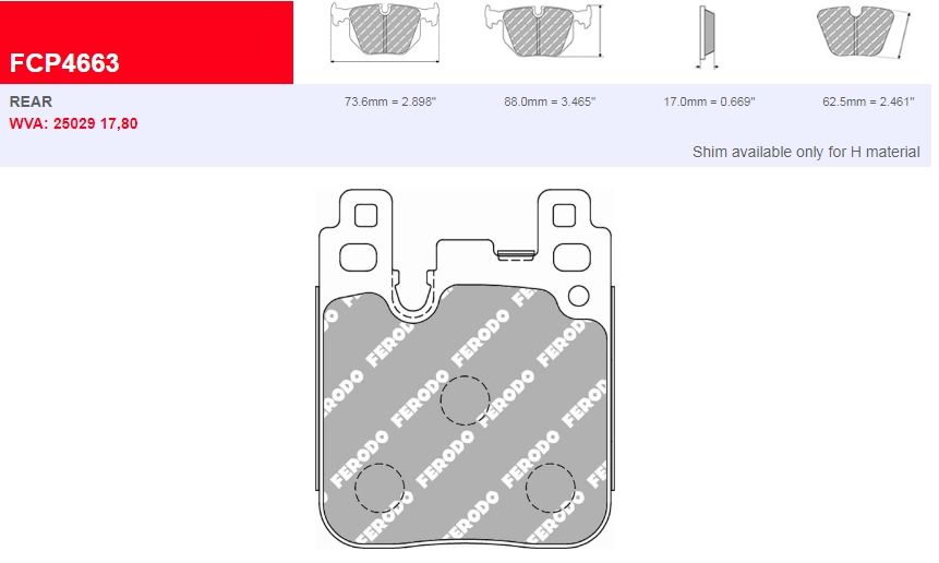 Plaquettes Ferodo DS 2500 FCP4663H - BMW