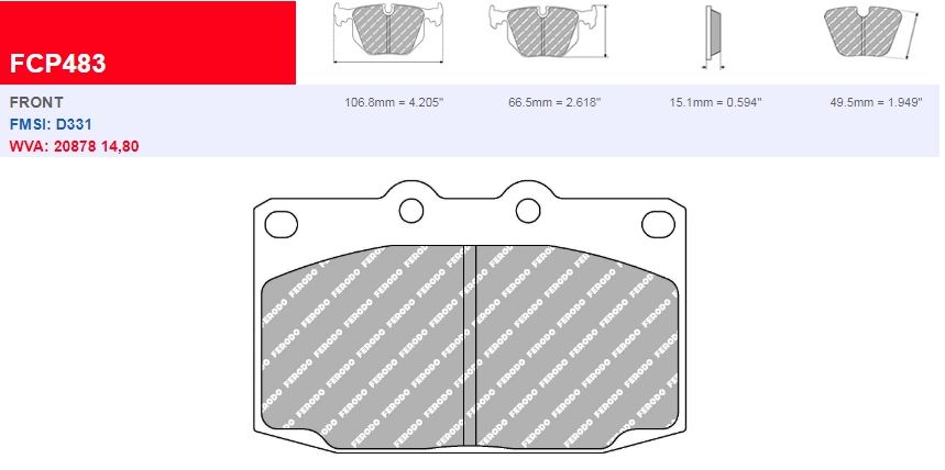 Plaquettes Ferodo DS 3000 FCP483R - Mazda RX7