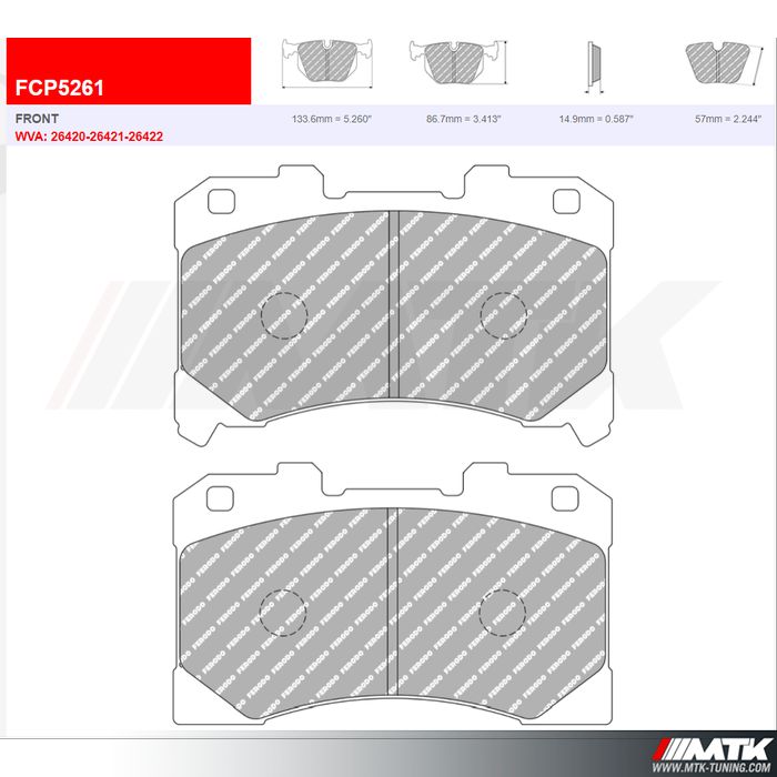 Plaquettes Ferodo DS 2500 FCP5261H Toyota Yaris GR