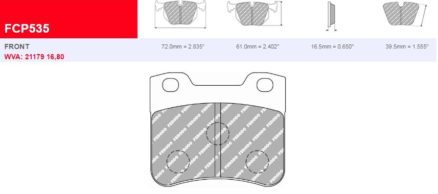 Plaquettes Ferodo DS 2500 FCP535H