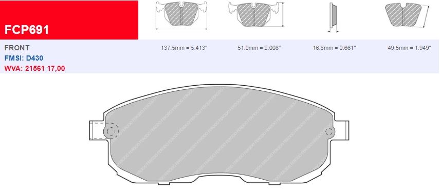 Plaquettes Ferodo DS 2500 FCP691H - NISSAN