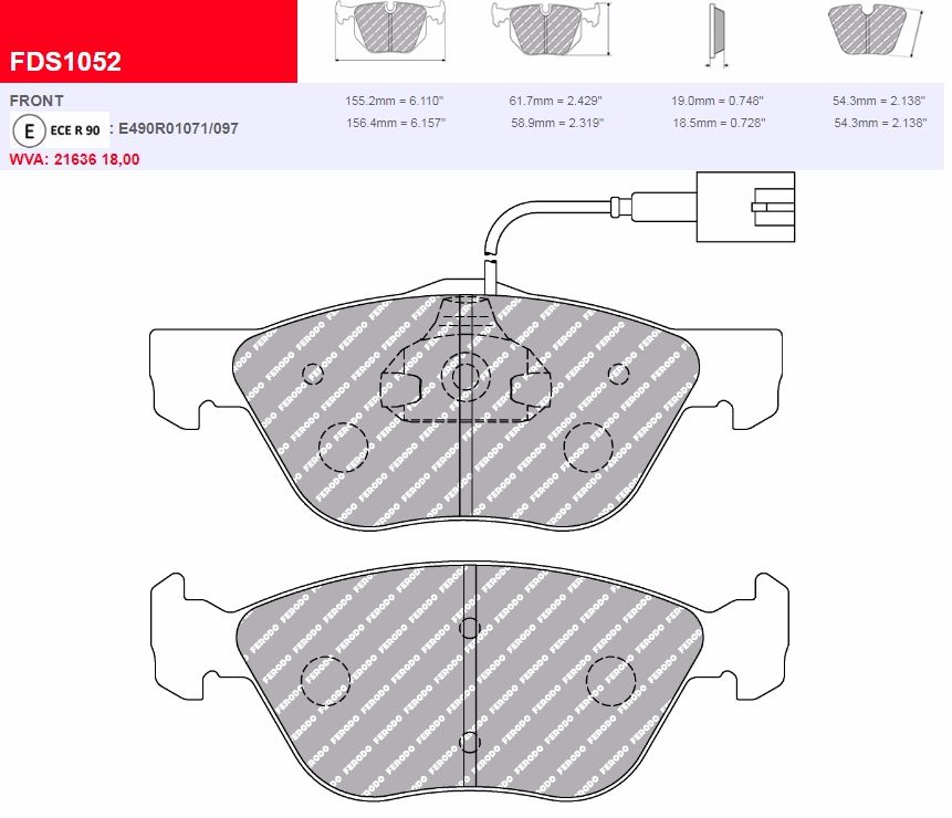 Plaquettes Ferodo DS Performance FDS1052 - LANCIA