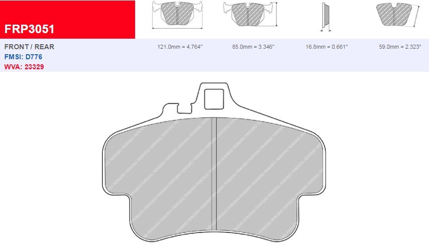 Plaquettes Ferodo DS 2500 FRP3051H - PORSCHE