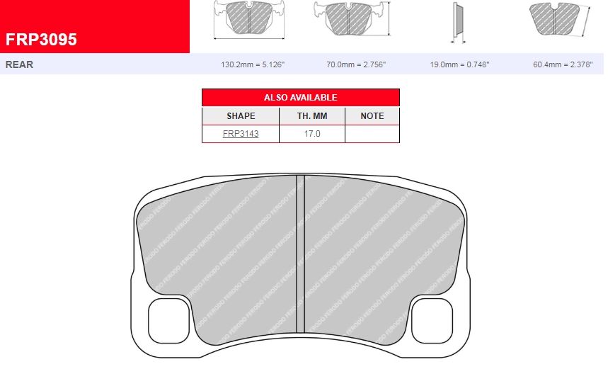 Plaquettes Ferodo DS 2500 FRP3095H - PORSCHE