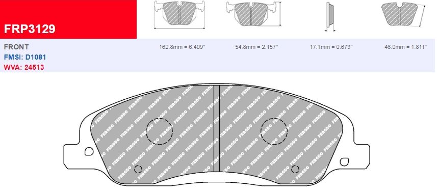 Plaquettes Ferodo DS 2500 FRP3129H - FORD