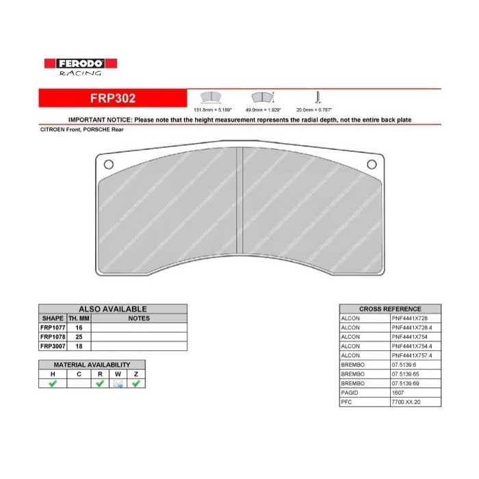 Plaquettes Ferodo DS 2500 - FRP302H 