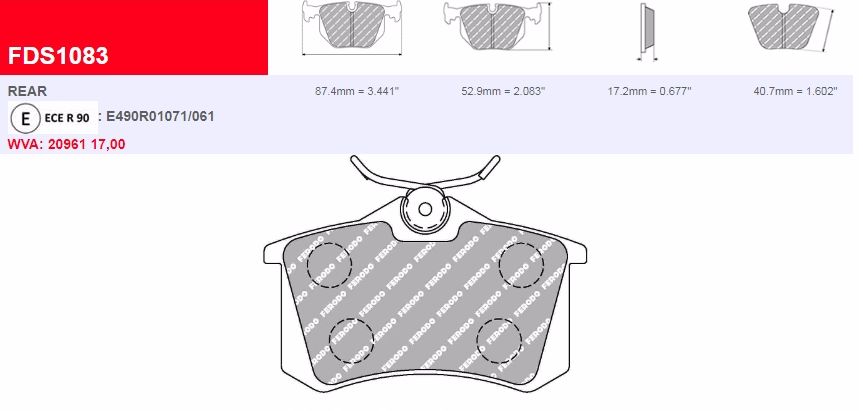 Plaquettes Ferodo DS Performance FDS1083 - CITROEN