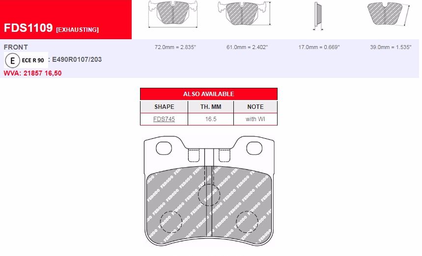 Plaquettes Ferodo DS Performance FDS1109 - CITROEN