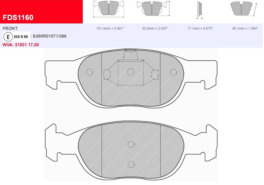Plaquettes Ferodo DS Performance FDS1160 - FIAT